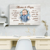horizontale Leinwand zur Geburt mit Foto für Eltern personalisiert von Love & Faith