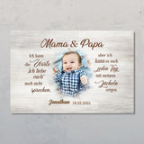 Poster zur Geburt mit Foto für Eltern personalisiert von Love & Faith