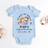 blauer kurzarm Babybody zum Vatertag mit Familienzeichnung und Namen - Papa Geschenk von Love & Faith