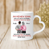 Weiße Tasse zum Vatertag mit Herzhenkel – Papa Geschenkidee personalisiert von Love & Faith
