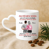 Herzhenkel Weiße Tasse zum Vatertag – Papa Geschenkidee personalisiert von Love & Faith