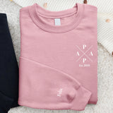 Rosa Pullover für Papa mit Kindernamen personalisierte Geschenkidee zum Vatertag von Love & Faith