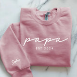rosa Pullover personalisierbar Papa Slogan mit Kindernamen - gefertigt von Love & Faith