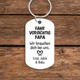 Metall Schlüsselanhänger "Fahr vorsichtig" mit Foto personalisierte Geschenkidee von Love & Faith