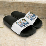 schwarz-weiße Badelatschen für Männer mit Foto gestalten von Love & Faith