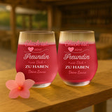2er Set Weintumbler für Freundinnen mit mit Namen und persönlichem Text gestalten von Love & Faith