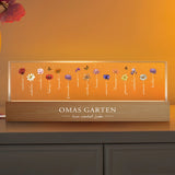 LED Aufsteller 25cm mit Holzsockel mit bis zu 15 Geburtsblumen und Namen personalisieren von Love & Faith