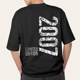 Personalisiertes T-Shirt mit Geburtstag mit Limited Edition in schwarz mit Rückendruck mit eigenem Design gedruckt von Love & Faith