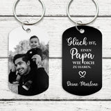 Schlüsselanhänger graviert mit "Glück ist, einen Papa wie dich zu haben" personalisiert von Love & Faith