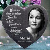 Trauer Schieferherz personalisiert graviert mit Schutzengelspruch als Grabplatte zur Beerdigung gefertigt von Love & Faith