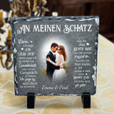 Personalisiert bedruckte Schieferplatte zum Jahrestag mit Foto für Verliebte von Love & Faith