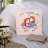 Offizielles Kuschelkissen 60,60cm personalisiert mit Pärchen-Illustration gefertigt. von Love & Faith