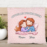 Offizielles Kuschelkissen 60,60cm personalisiert mit Pärchen-Illustration gefertigt. von Love & Faith