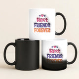 Magische Tasse mit Thermo-Farbwechsel Best friends forever mit personalisierten Namen im 3D Look – individuelle Geschenkidee von Love & Faith