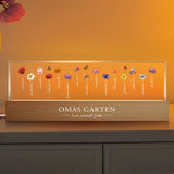 LED Aufsteller 25cm mit Holzsockel mit bis zu 15 Geburtsblumen und Namen personalisieren von Love & Faith