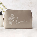 3l taupe Kosmetiktasche aus PU Leder mit Name personalisiert von Love & Faith personalisiert
