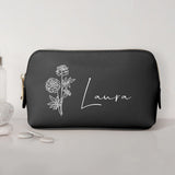 0,75l schwarz Kosmetiktasche aus PU Leder mit Name personalisiert von Love & Faith personalisiert