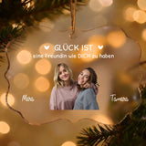Acrylkreis für Freundinnen mit Aufhänger für Geschenke mit Foto-Upload von Love & Faith