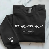 schwarzer Pullover personalisierbar Mama Slogan mit Kindernamen - gefertigt von Love & Faith
