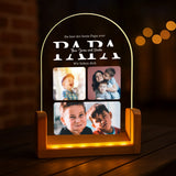 rundes LED Licht mit Holzsockel mit eigenen Farbfotos als Geschenk zum Vatertag personalisiert von Love & Faith