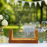 Leuchtender LED Aufsteller zum Jahrestag mit Holzsockel mit Foto vom Brautpaar als Geschenkidee von Love & Faith