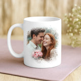 Personalisierte Tasse mit Foto-Upload und Wasserfarben-Effekt für Paare von Love & Faith