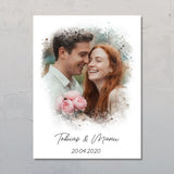 Personalisiertes Poster mit Foto-Upload und Wasserfarben-Effekt für Paare zum Valentinstag von Love & Faith