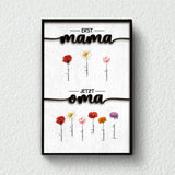 Personalisiertes Poster mit Namen und Blumen für Oma Erst Mama, Jetzt Oma – Motiv 13
