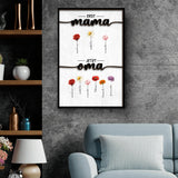 Personalisiertes Poster mit Namen und Blumen für Oma Erst Mama, Jetzt Oma – Motiv 15
