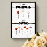 Personalisiertes Poster mit Namen und Blumen für Oma Erst Mama, Jetzt Oma – Motiv 17