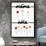 Personalisiertes Poster mit Namen und Blumen für Oma Erst Mama, Jetzt Oma – Motiv 18
