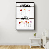 Leinwand "Erst Mama, Jetzt Oma" mit Blumen und Kindernamen personalisiert von Love & Faith