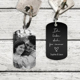 Beidseitig Personalisierter Schlüsselanhänger mit Gravur (schwarz-weiß) für Paare mit Foto