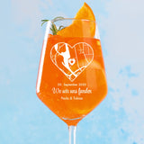 Weinglas mit Landkarte und Koordinaten für Jahrestagsgeschenk personalisieren mit Love & Faith