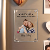 Personalisierter Kühlschrankmagnet für Partner mit Foto-Upload und Spruch von Love & Faith