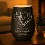 schwarz-silber Windlicht graviert mit "Ich liebe dich" als Geschenk für Partner mit Love & Faith personalisiert