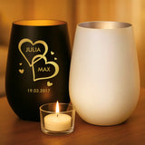 Personalisiertes Windlicht für Paare mit verschiedenen Motiven von Love & Faith
