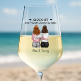 Personalisiertes Weinglas für Besties mit Illustration von Love & Faith