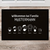 Personalisierte Fussmatte 60x40cm mit Familienname und Strichmännchen von Love & Faith