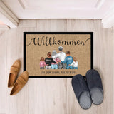 Willkommen Fussmatte 60x40cm mit Familienillustration personalisiert von Love & Faith
