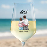 Weinglas mit Illustration als Valentinstagsgeschenk personalisieren mit Love & Faith