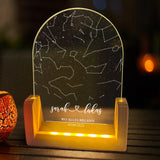 Runder LED Aufsteller Sternenhimmel mit Namen als Geschenkidee zum Jahrestag von Love & Faith