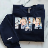 Navyblauer Pullover für Papa mit Kindernamen personalisierte Geschenkidee zum Vatertag von Love & Faith