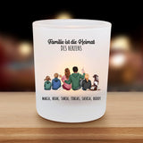 Unsere Familie - Personalisierter Teelichthalter mit Clipart und Spruch