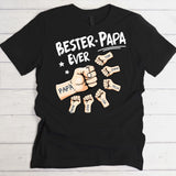 schwarzes T-Shirt personalisiert mit Bester Papa ever und Kindernamen zum Vatertag von Love & Faith
