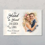 Hand in Hand - Personalisiertes Poster mit Wasserfarben-Effekt
