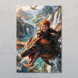 Drachenreiter - Personalisiertes Poster mit fantasy Abenteuer Szene für Kids und Family