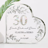 Perlen Hochzeit - Personalisiertes Glasherz für Paare zum 30. Hochzeitstag