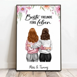 Personalisiertes Poster für Freundinnen und Schwestern mit Illustration Besties für immer