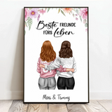 Personalisiertes Poster für Freundinnen und Schwestern mit Illustration Besties für immer – Motiv 3